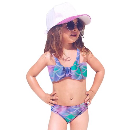 

Summer Baby Girls Bowknot Camouflage Printed Two Piece Swimwear Swimsuit Bikini Outfits