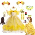 thumbnail image 2 of Disfraz de Cosplay de La Bella y La Bestia de dibujos animados de Halloween para niñas, vestido de fiesta de princesa Bella, vestidos de baile para niños, ropa 9-10T (etiqueta 150) Gao Jinjia LED, 2 of 2