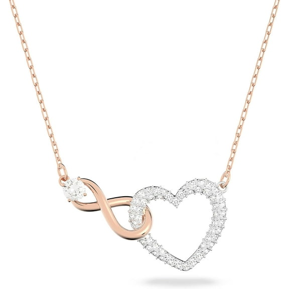 CFIOZYOS Infinity Heart Jewelry Collection, Necklaces and Bracelets, Rose Gold & Rhodium Tone Finish, Clear Crystals