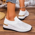 thumbnail image 5 of White Ladies Breathable Fashionable Diamond Studded Fly Woven Shoe Wedge Heel Casual Oversized Spring Summer 2026 Mesh Upper, 5 of 9