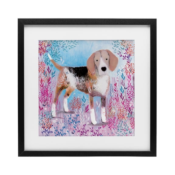 Stupell Industries Bohemian Hound Dog Soft & Whimsical Black Framed Print Under Glass, 13 x 13, by Clare Tupper