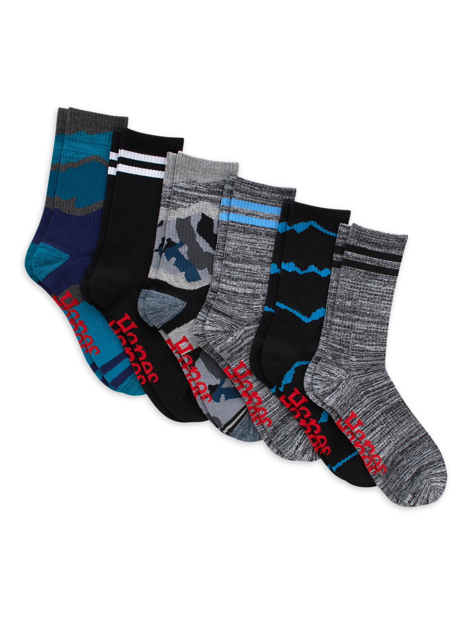 Hanes Originals Men's Moisture Wicking Crew Socks, 6Pack