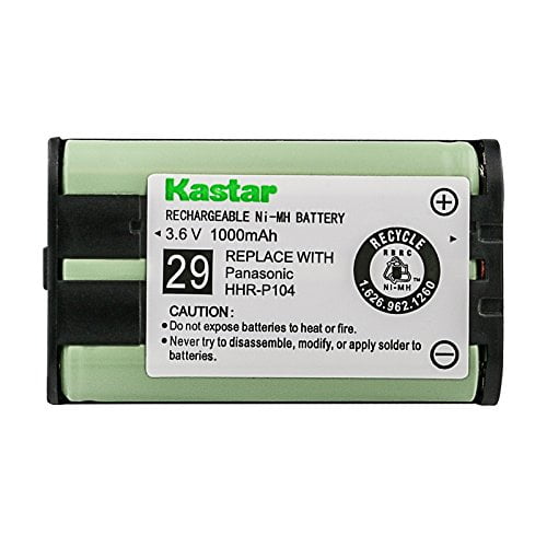 Kastar HHR P104 Battery Type 29 NI MH Rechargeable Cordless Telephone Battery 3.6V 1000mAh Replacement for Panasonic HHR P104 Dantona Energizer