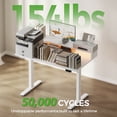thumbnail image 2 of 47.2 Inch Electric Standing Desk with Power Outlet and LED Light Strip, Height Adjustable Sit-Stand Desk with Storage Shelf & Hooks, Ergonomic Home Office Computer Desk with Memory Buttons,White, 2 of 9