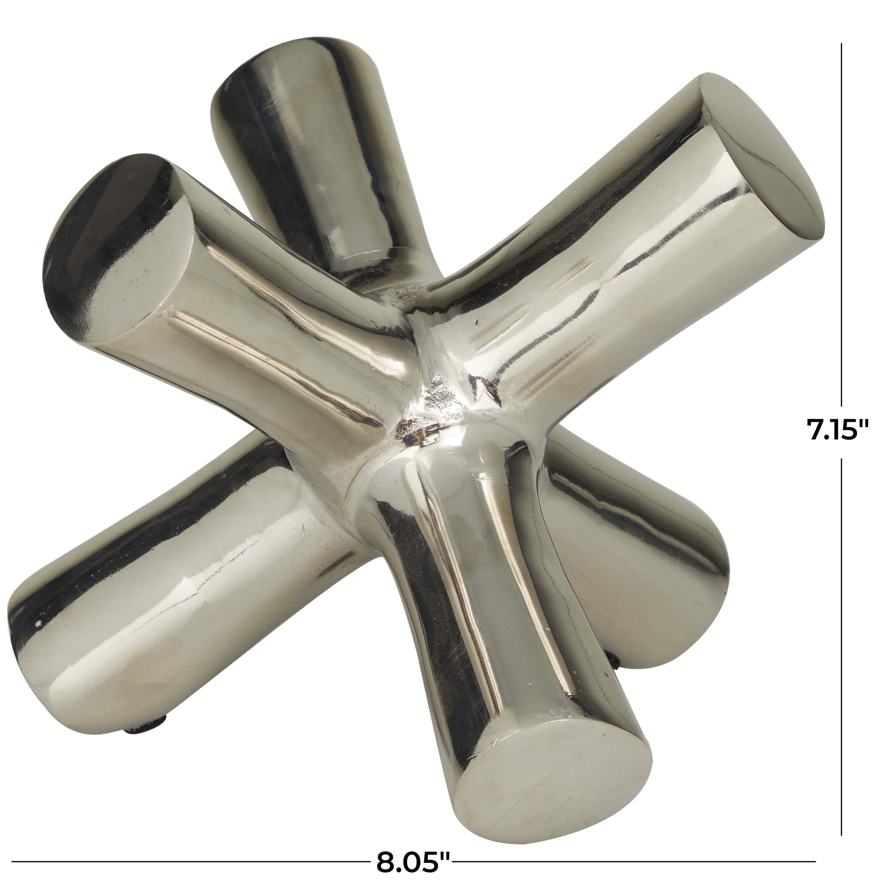 8" x 7" Silver Aluminum Jack Abstract Sculpture, by DecMode