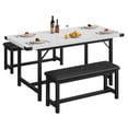 thumbnail image 1 of GloryStar Rectangle Extendable Kitchen Table Set, Includes 2 Upholstered Benches, Perfect for Small Dining Areas, 1 of 8
