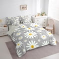 thumbnail image 3 of jejeloiu Colorful Daisy Blossom 7-Piece Bedding Comforter Set,Kawaii Cute Flowers King Bedding Sets,Gray White Bed Sheets For Kids,Microfiber Bedroom Decor Reversible, 3 of 8