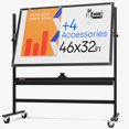 thumbnail image 1 of Tableau Effaçable à Sec Roulant 46 x 32 - Grand Tableau Blanc Magnétique Portable avec Support - Tableau Blanc Style Chevalet Double Face avec Roues - Tableau Blanc Mobile sur Pied pour Bureau, Salle de Classe et Maison, 1 of 4