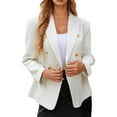 thumbnail image 2 of Casual Blazers for Women 2025 Long Sleeve Tweed Notch Lapel Collar Double Business Casual Work Office Jacket, 2 of 5
