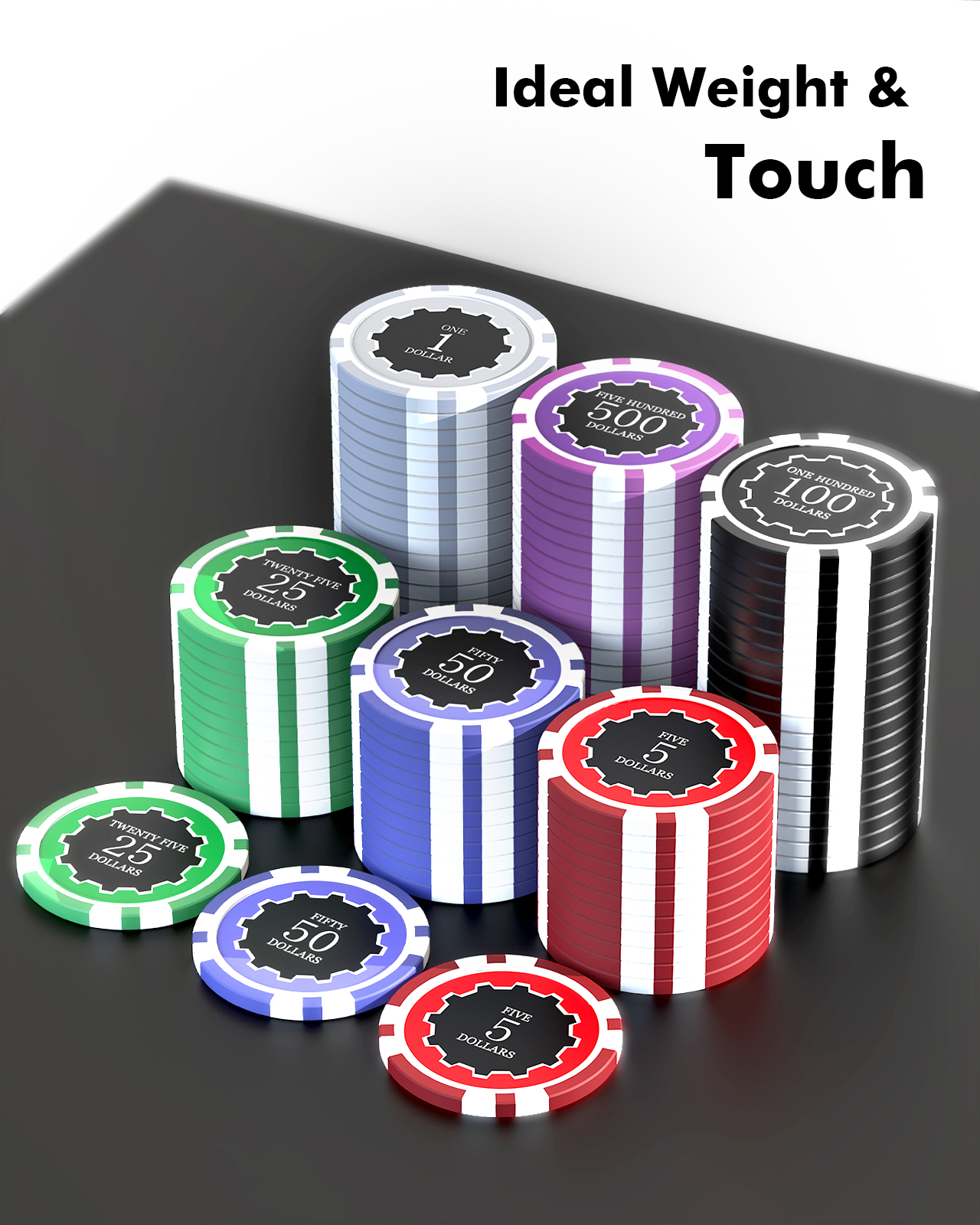 Set De Poker HEITOK - 500 Jetons Lestés 11,5g, 5 Dés, 2 Paquets De Cartes, étui Aluminium - Texas Hold'em, Blackjack - 4