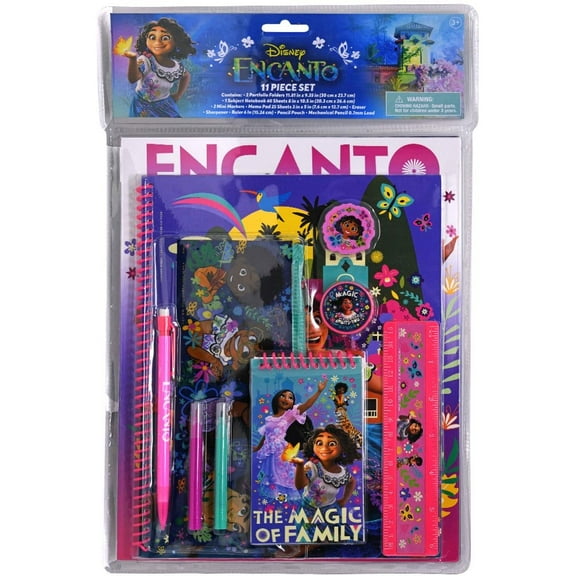 Encanto 11pc Value Set in Bag with Header- NOTEPAD, RULER, SHARPENER, ERASER & MORE