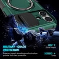 thumbnail image 5 of Case for iPhone 16 Plus, with Sliding Camera Cover & Ring Kickstand, Military Grade Drop Protective Hybrid Shockproof Anti-fall Phone Case Cover for iPhone 16 Plus, Darkgreen, 5 of 10