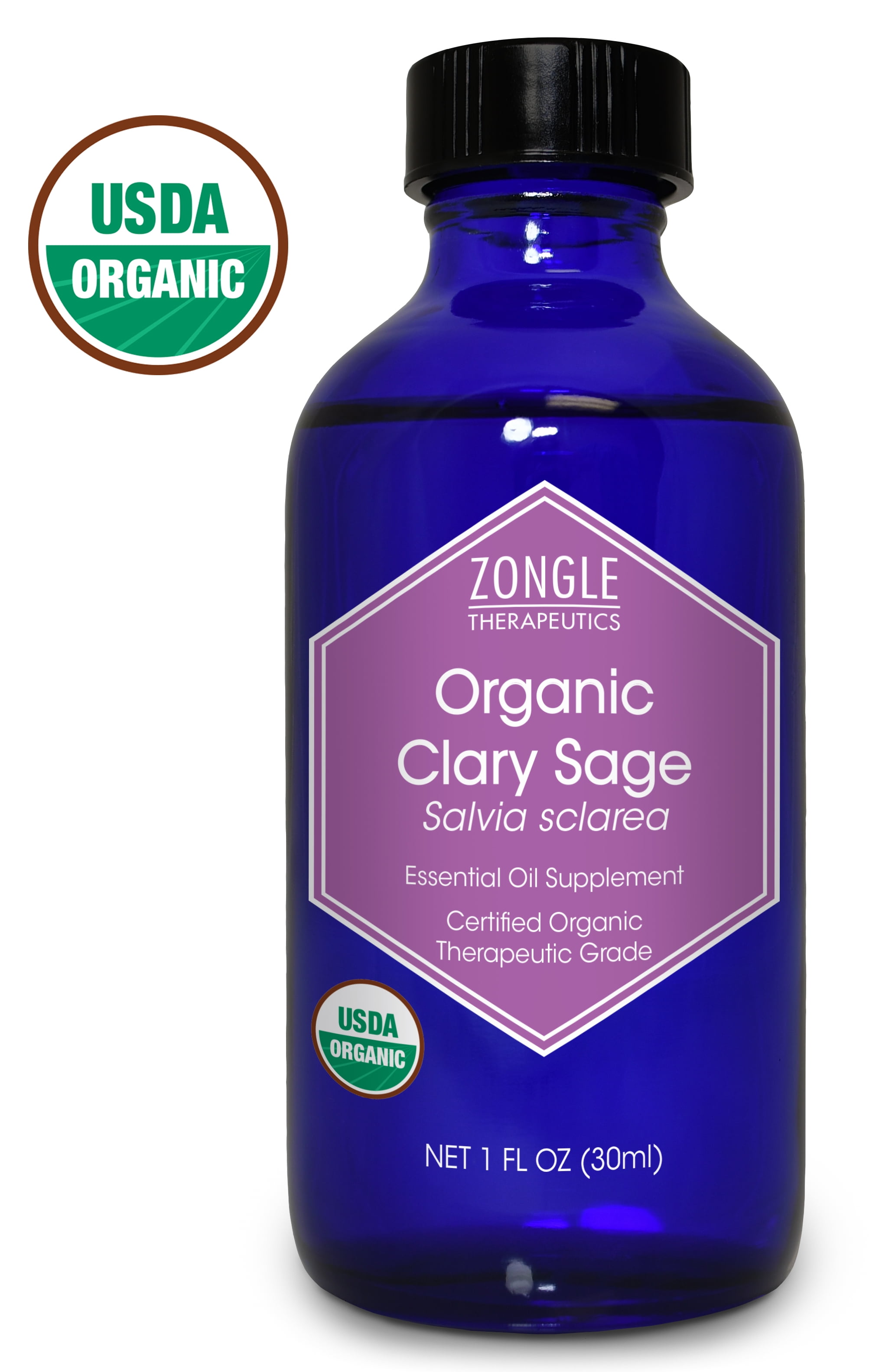 Zongle USDA Certified Organic Clary Sage, France, Safe To Ingest, Salvia Sclarea, 1 OZ