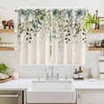 thumbnail image 2 of Sage Green Kitchen Curtains Window Panels, Eucalyptus Leaves Insulated Window Treatment Curtain, Grommet Curtains for Bedroom/Living Room/Bathroom, 2 Piece 52"Wx63"L, 2 of 8