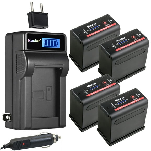 Kastar 4-Pack BP-980G Pro Battery and LCD AC Charger Compatible with Canon XL-1, XL-1S, XL-2, XM1, XM2, XV1, XV2, C2, FV1, DM-MV1, DM-MV10, DM-MV20, E1, E2, E30, E65AS, EOS C100, EOS C100 Mark II