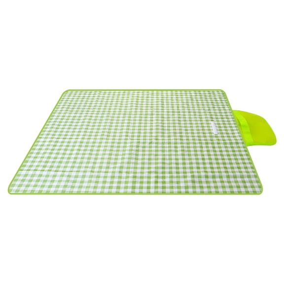AuroraX Foldable Gingham Picnic Blanket Outdoor 40" x 60" Sandproof Portable Picnic Blanket Tote Machine Washable Cute Lightweight Beach Mat for Camping Grass Park Travel Sand,Green