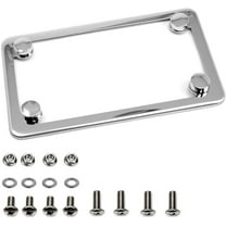 LFPartS Motorcycle Slim Style Polished Stainless Steel License Plate Frame