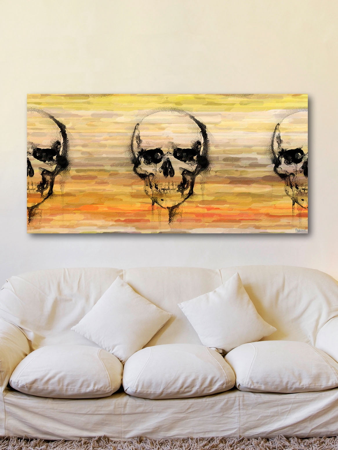 "Yellow Skull" Painting Print on Wrapped Canvas