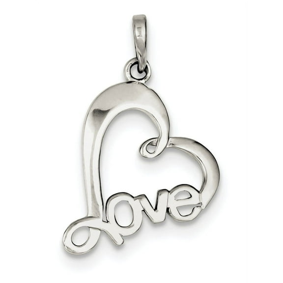 925 Sterling Silver Polished Love Heart Pendant Necklace 25x20mm Wide Pendant for Women - 1.5 Grams