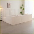 thumbnail image 4 of 105.5" Modern Modular L-Shaped Sectional Sofa with Chaise – Deep Seat Polyester Upholstery for Living Room | Tight Back | Square Arms | Off-White, 4 of 15