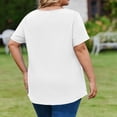thumbnail image 4 of Trendy V Neck Pleated T Shirts for Women Plus Size Short Sleeve Tops Comfortable Soft Solid Color Loose Fit Curved Hem Dressy Summer Tees White 5XL, 4 of 6