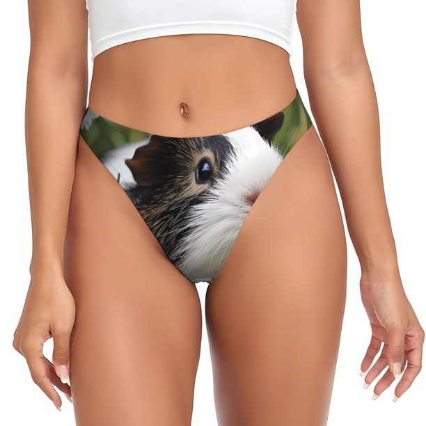 Balery Daisy Guinea Pig Tangas de Algodón para Mujer con Estampado – Ropa Interior Sexy, Transpirable, G-string-XX-Large