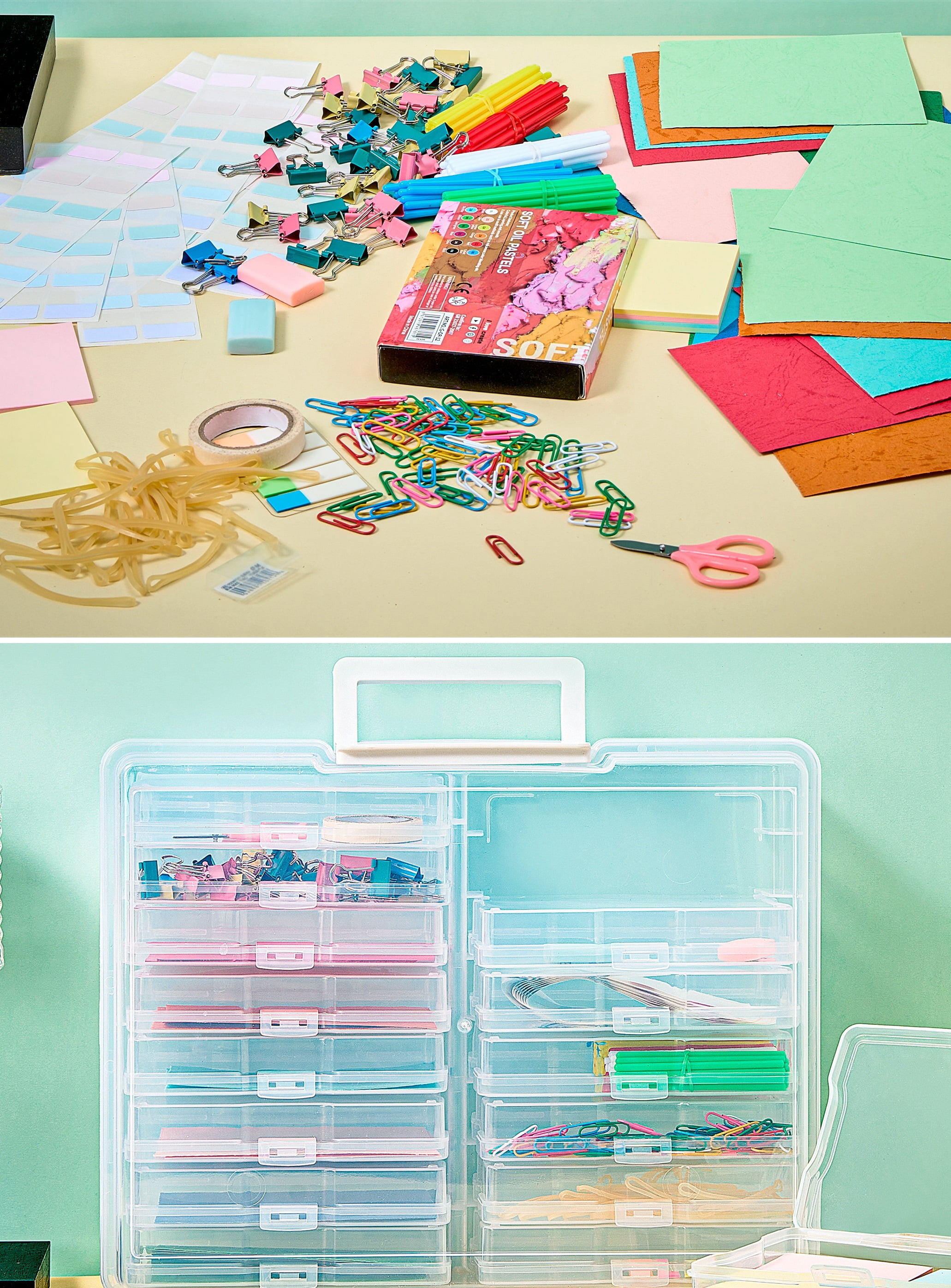 Sorbus Clear Storage Box with 16 Organizing Cases – Ideal for Photo, Craft, & Small Item Storage