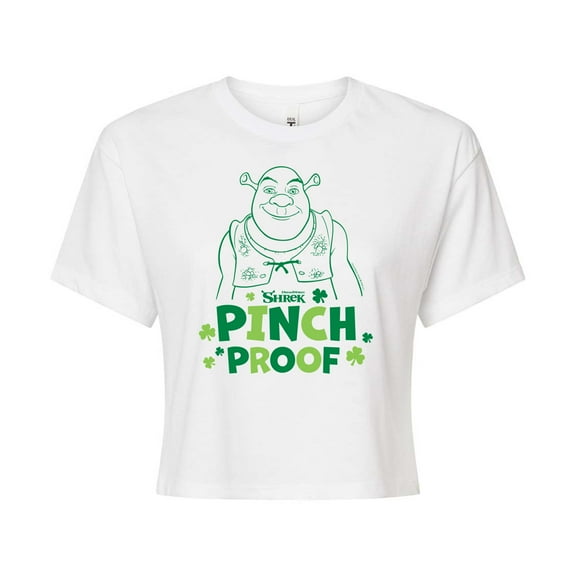 Shrek - St. Patrick's Day - Pinch Proof - Juniors Cropped Cotton Blend T-Shirt