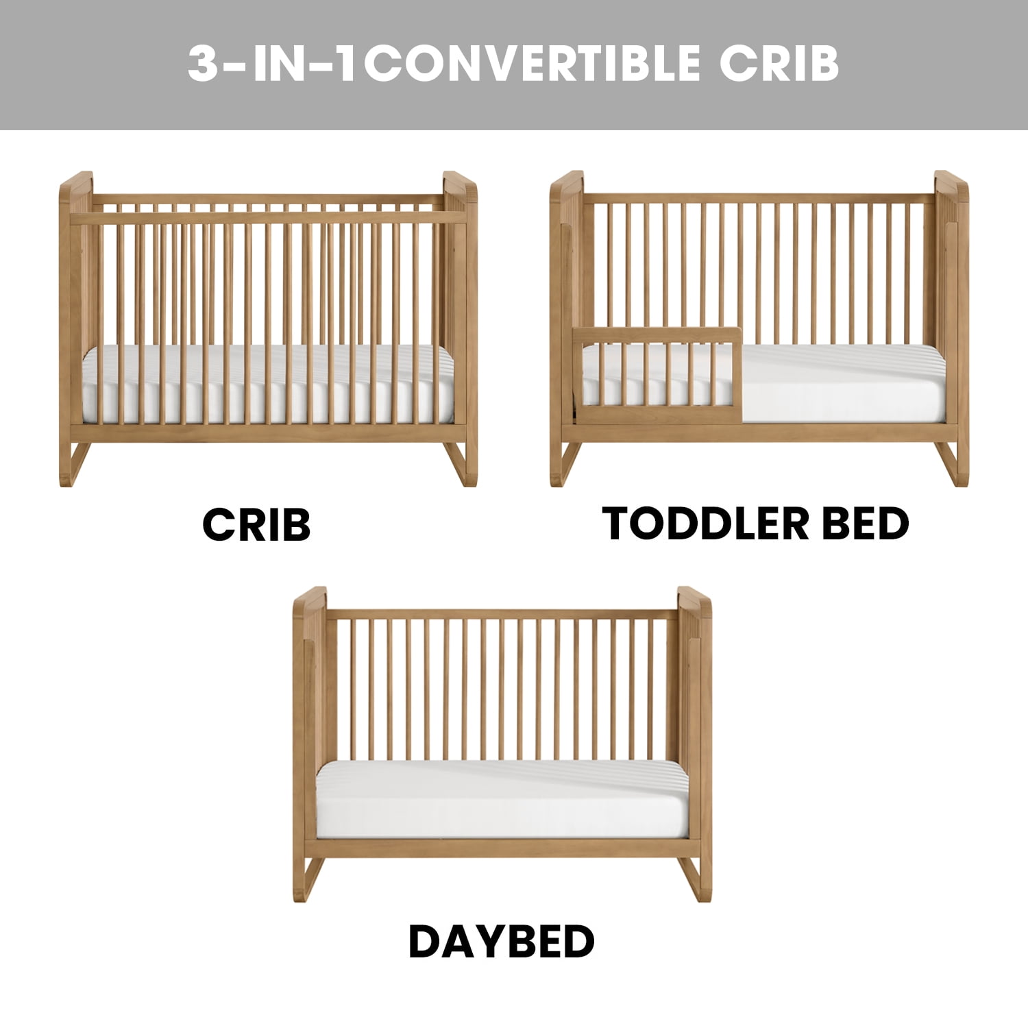 Oxford Baby Braxton Convertible Island Crib Honey Wood