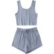 thumbnail image 1 of Conjunto de 2 piezas sin mangas con botones y pantalones cortos para mujer Azul polvoriento claro Chica Azul polvoriento claro Chica Xishao ropa, 1 of 2