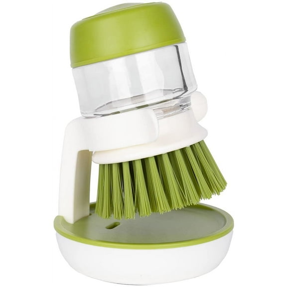 Refills Soap Dispensing Dish Brush with Holder,Scrub Brush Dishes Kitchen Brush Scrubber Storage Set for Dish Pot Pans Sink Cleaning