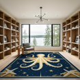 thumbnail image 2 of ODIKA Nautical Octopus Compass Star Maritime Vintage Circle Design for Master Suite, California King, Under Bed, Foldable Easy Care, 2 of 7