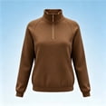 thumbnail image 2 of hlysgo Women's Quarter Zip Blouse Pullover Polar Fleece Sweatshirts Lightweight Stand Collar Warm Jacket Tops Coffee,L, 2 of 4