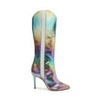 thumbnail image 2 of Schutz Maryana Rainbow Light Snake Embossed Pointed Toe High Heel Tall Boots (Rainbow Light, 6), 2 of 6