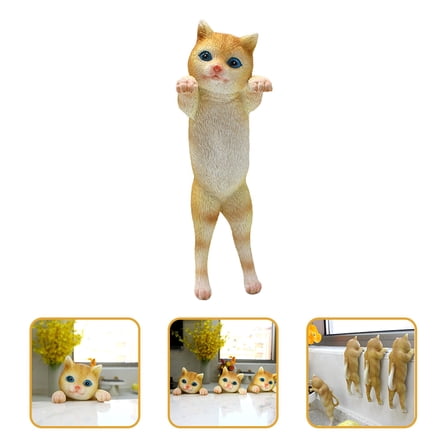 Amosfun Creative Khaki Resin Cat Statue for Home and Office Decoration