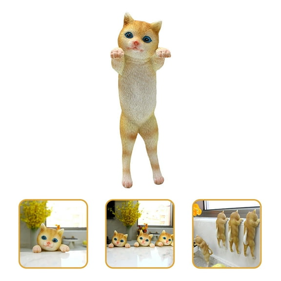 Amosfun Creative Khaki Resin Cat Statue for Home and Office Decoration