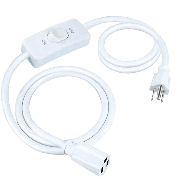 [UL Listed]White Extension Cord with Switch On/Off, 3 Prong Grounded Plug Indoor Power Cord, 6.56 FT Insulated & Flame Retardant,125V 375W Indoor Use, UL Listed