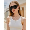 thumbnail image 6 of FEISEDY Large Square Baddie Oversized Women Sunglasses Shield Men Fashion Flat Top Wrap Baddie Shades B5040, 6 of 8