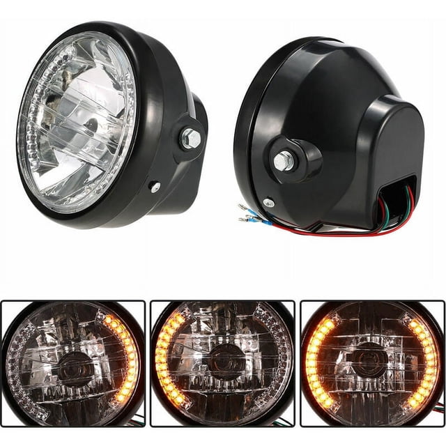 7 faros redondos para motocicleta LED intermitentes luz azul universal, modelo: 24