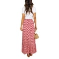 thumbnail image 4 of Seyurigaoka Women Summer Bohemian Maxi Skirt Ruffled Hem Geometric Print Elastic High Waist A-Line Skirt for Women Beaches Club Streetwear, 4 of 9
