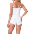 thumbnail image 3 of INSPIRE CHIC Women's Pajama Sets Sleeveless Lace Spaghetti Strap Lingerie Shorts Set XS White, 3 of 6