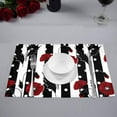thumbnail image 2 of MKHERT Red Poppies On Black White Stripes Placemats Table Mats for Dining Room Kitchen Table Decoration 12x18 inch,Set of 6, 2 of 4