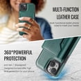 thumbnail image 6 of 2 in 1 Detachable Magnetic Phone Cases Compatible with iPhone 15 Plus Case with Card Holder RFID Blocking, Compatible with Magsafe Wallet, Vintage PU Leather Protective Cover, Green, 6 of 10