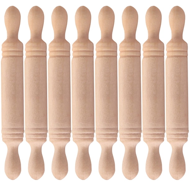 ColoMX 8pcs de madera diminuto de rodillo simulación de rodillo de madera de madera de masa pequeña decoración de la casa mini casa