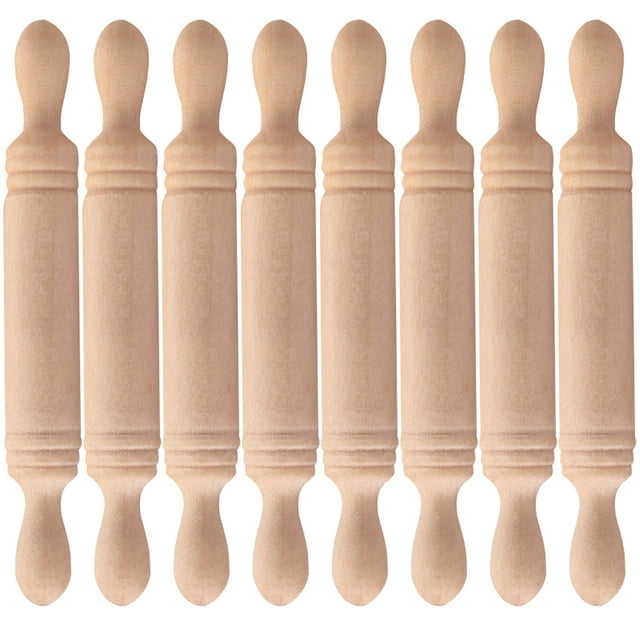 SHISUYAN 8 Pcs Mini Rouleau à Pâtisserie Mini Maison Accessoire Mini Rouleau en Bois Décoration Mini Maison