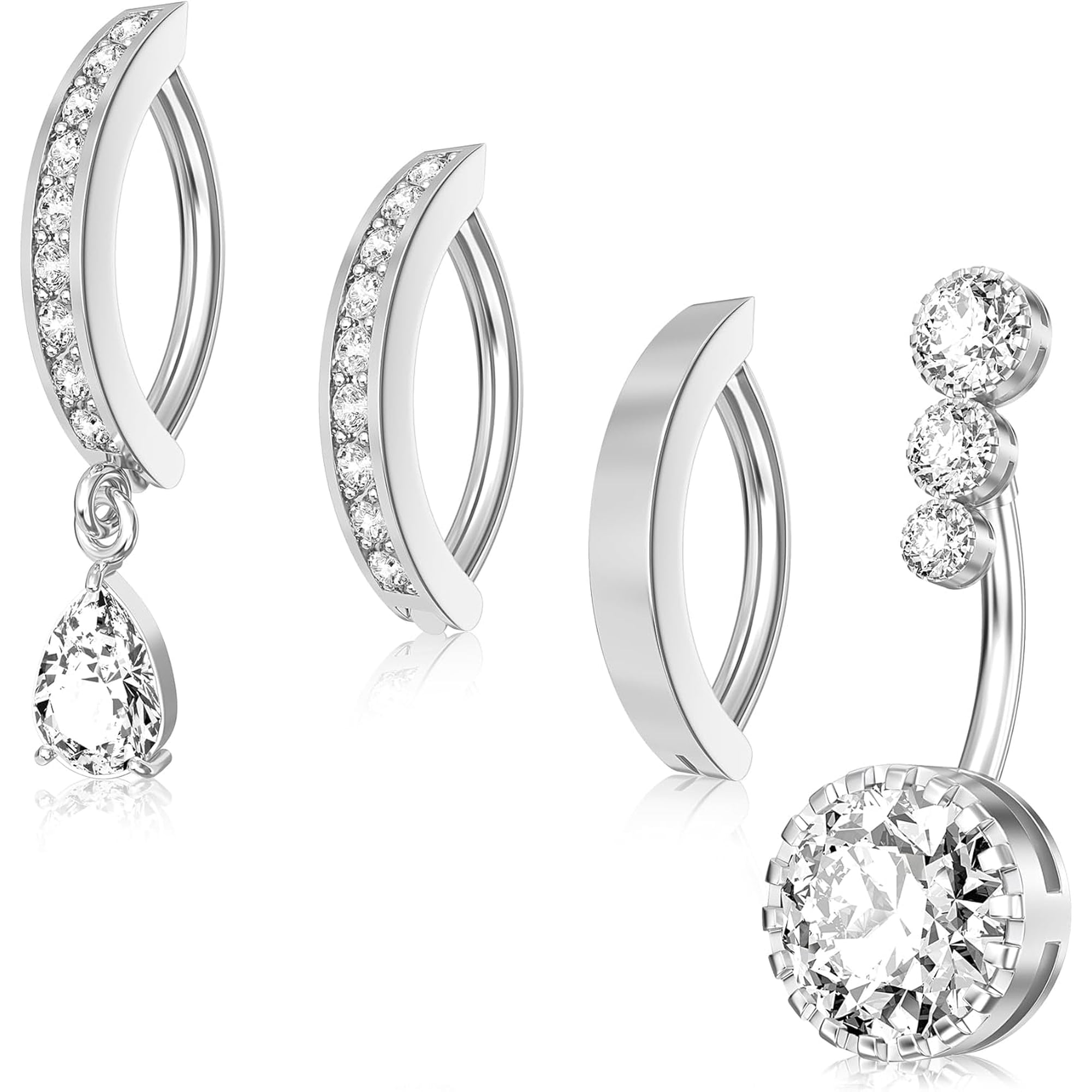 DESIGNICE 14G Clicker Belly Button Ring,Dangle Belly Button Rings,Surgical Stainless Steel Cz Cute Navel Body Piercing Jewelry for Women,Gold/Silver