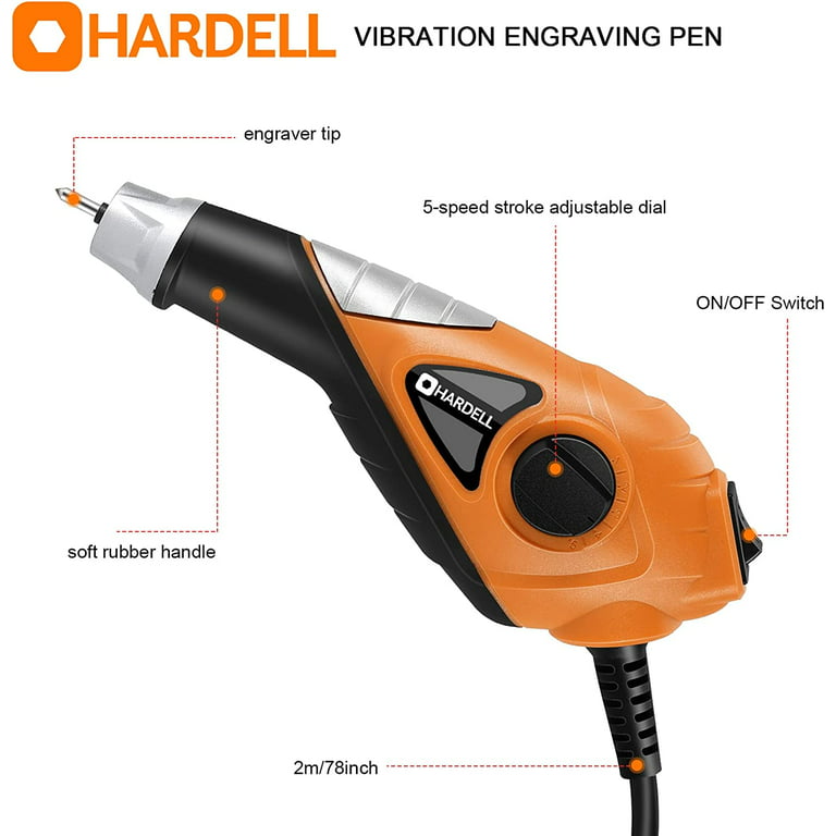  HARDELL 15W Engraver,5 Speed Etching Power Tool Equipped with  Soft Rubber Handle and Tungsten Carbide Steel Bits,Mini Multi-Function for  Tile,Metal,Stone,Wood,Leather,Glass,PVC Pipe,DIY Crafts : Arts, Crafts &  Sewing