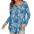 thumbnail image 4 of Womens Tunic Tops Casual Loose Fit Floral Fall Blouses Blue, 4 of 8
