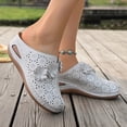 thumbnail image 3 of Breathable Wedge Clogs for Women Floral Embellishments Open Toe Mules Comfortable Soft Sole Platform Sandals Beige Size 9.5, 3 of 7