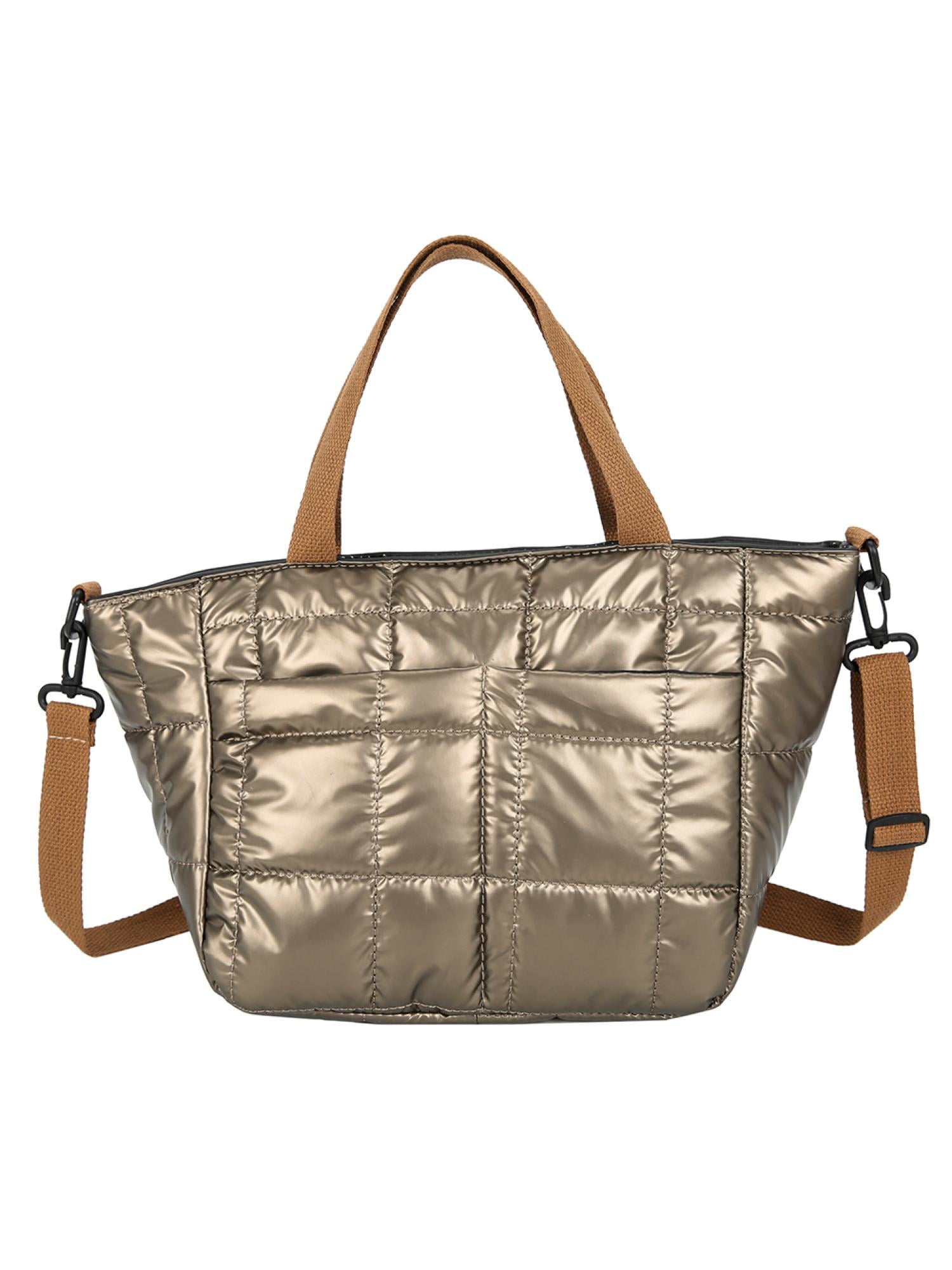 Bxingsftys Winter Nylon Padded Quilted Handbag Winter Warm Tote Bag Large Capacity Handbag, Adult Unisex, Size: One Size